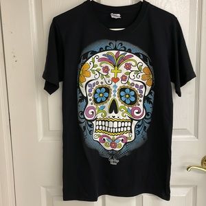 Yazbek T-shirt Day of the Dead Sugar Skull black Costa Maya Mexico Size Small